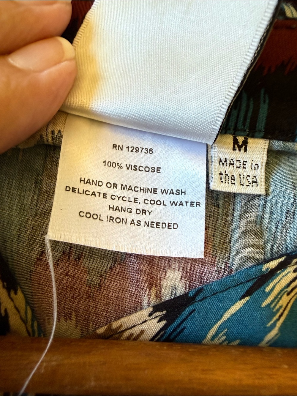Finley Blue Boho Ikat Western Button Down 3/4 Sleeve Shirt Dress Size M - Picture 7 of 8